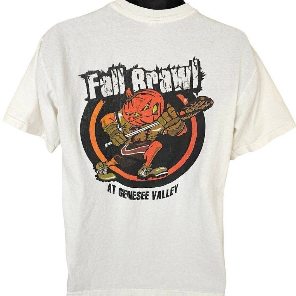 Lacrosse Fall Brawl T Shirt Vintage Y2K Genesee Valley Halloween Pumpkin Medium